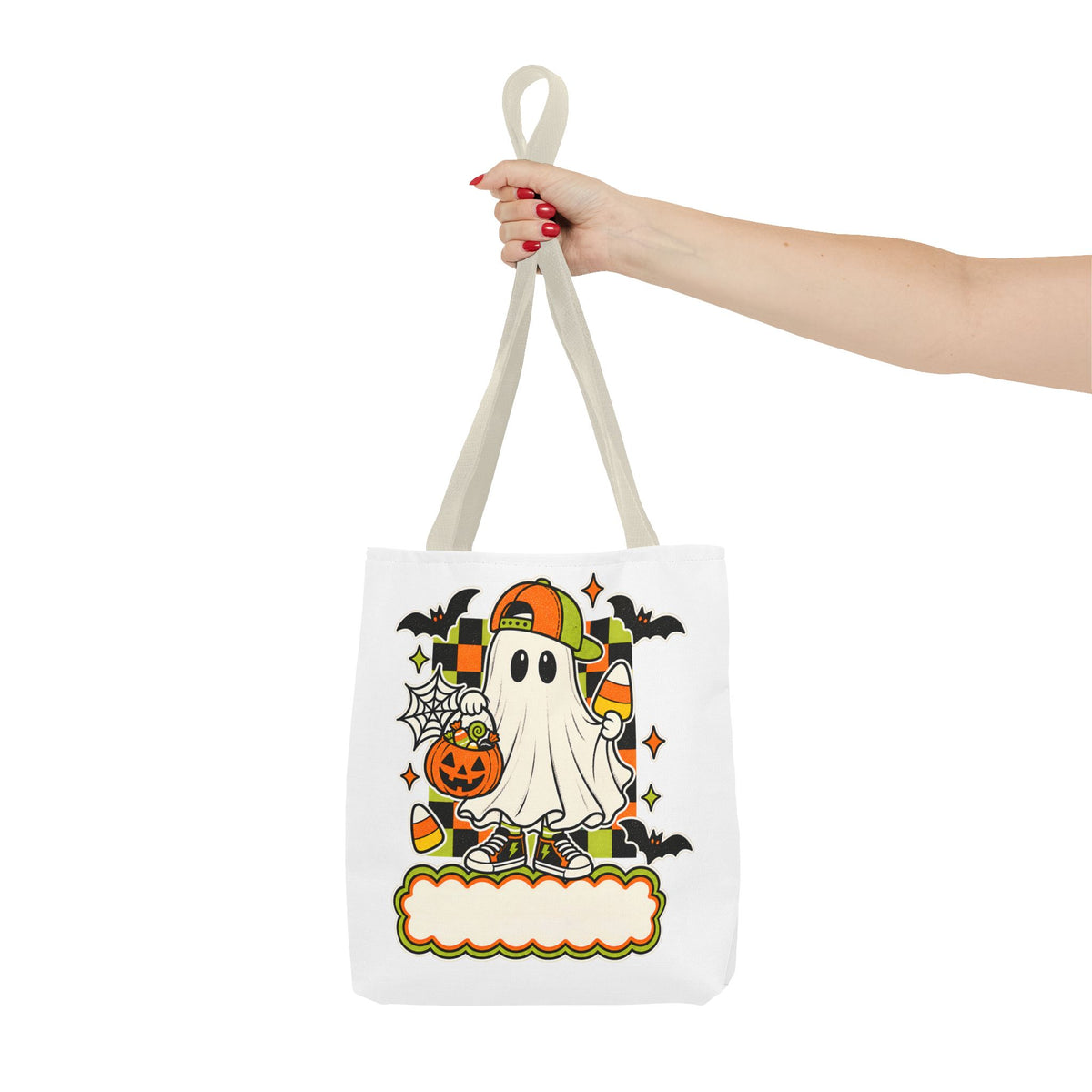 Halloween Ghost Candy Tote Bag — Cute Trick-or-Treat Pumpkin & Candy Corn Design