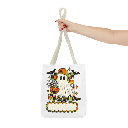 Halloween Ghost Candy Tote Bag — Cute Trick-or-Treat Pumpkin & Candy Corn Design