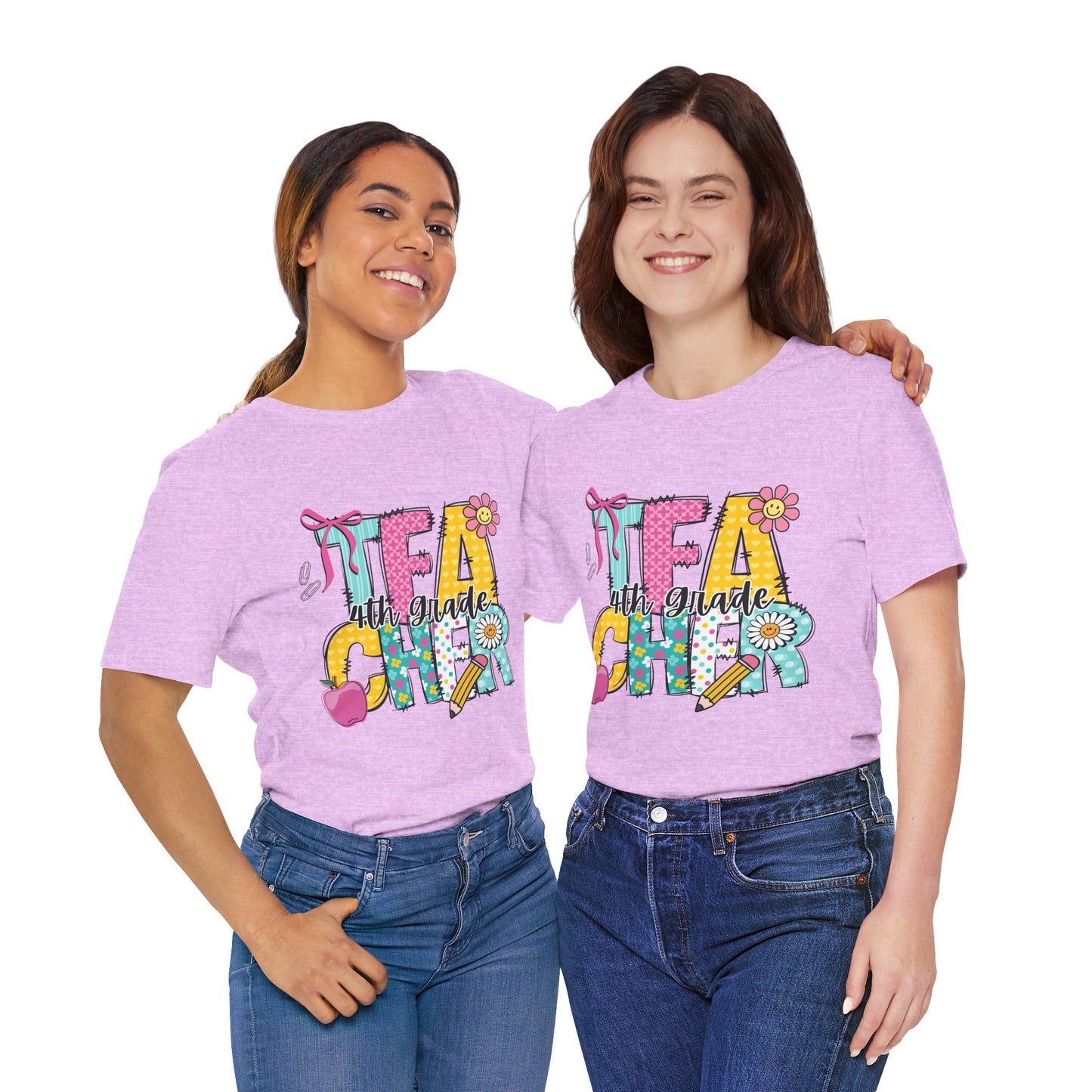 4th Grade Teacher Tee — Cute Colorful "Lead 4th Grade" School Teacher Shirt