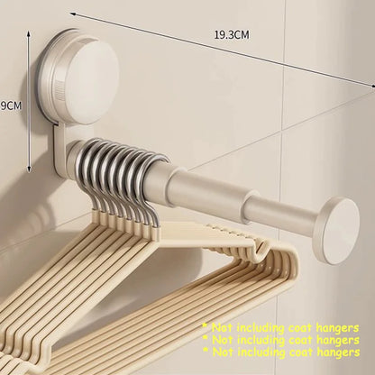 AOBT Hanger Storage Rack No-Drill Suction Cup Installation,Folding Rack Retractable Adjustable Length Home Use Hanger,Container
