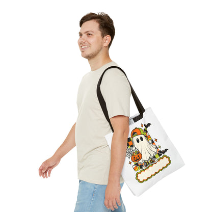 Halloween Ghost Candy Tote Bag — Cute Trick-or-Treat Pumpkin & Candy Corn Design