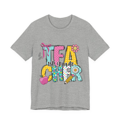 1st Grade Teacher T‑Shirt – 'Tea Cher' Cute School Staff Gift