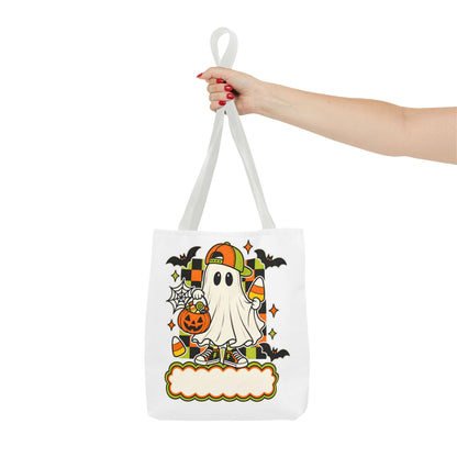 Halloween Ghost Candy Tote Bag — Cute Trick-or-Treat Pumpkin & Candy Corn Design