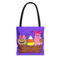 Halloween Candy Tote Bag — Cute Pumpkin, Candy Corn & Ghost Design on Purple