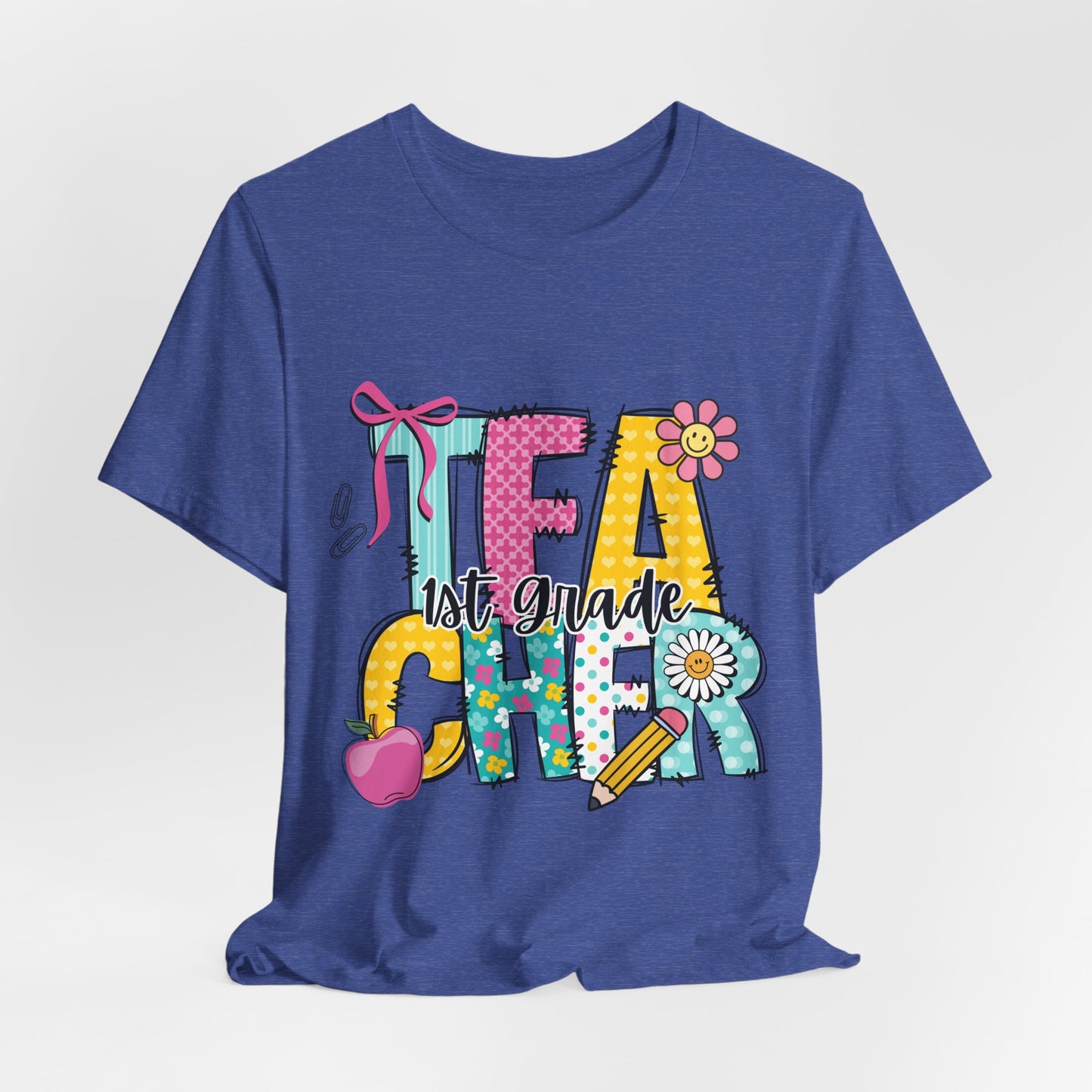 1st Grade Teacher T‑Shirt – 'Tea Cher' Cute School Staff Gift