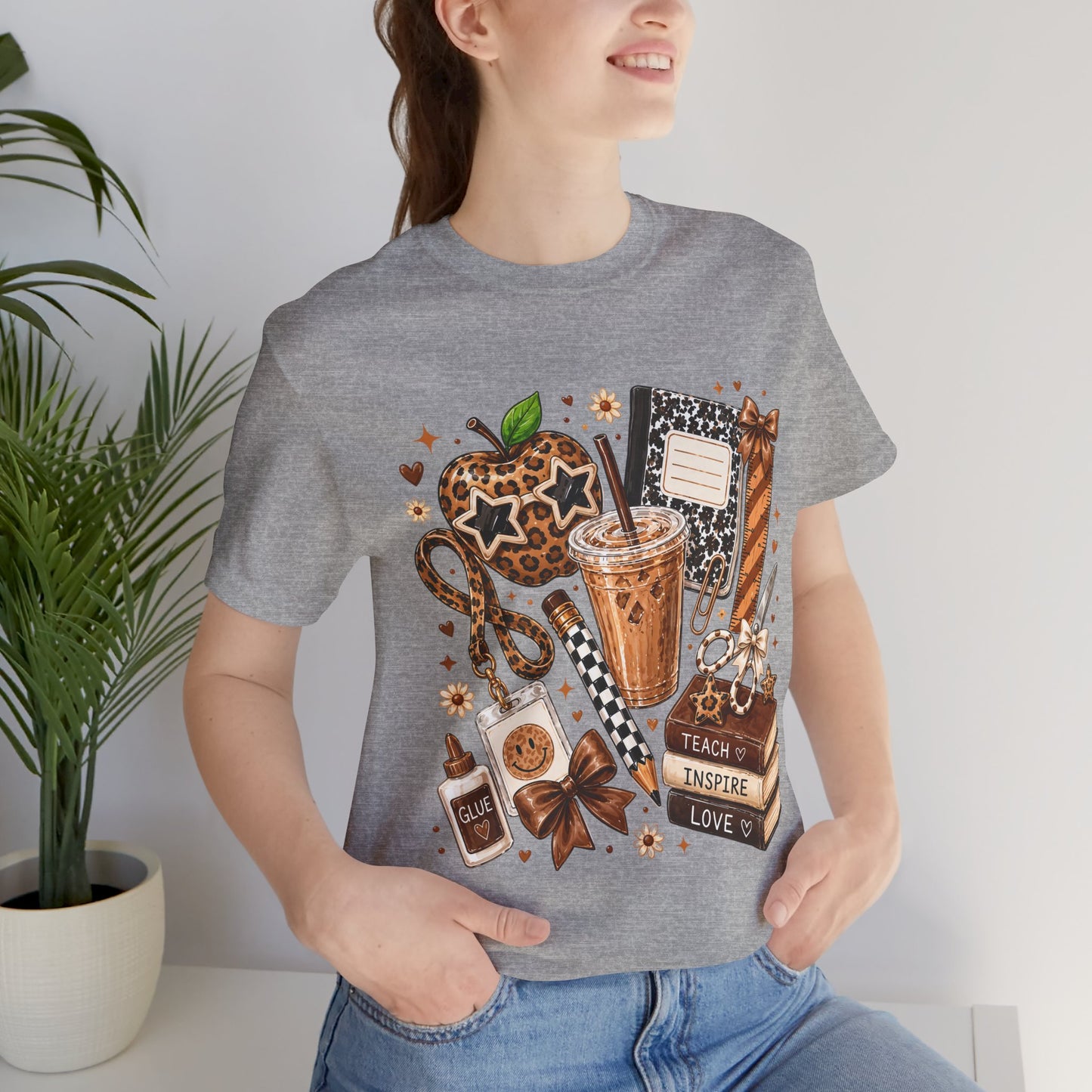 Teacher Cozy Coffee T-Shirt — Teach Inspire Love Illustration