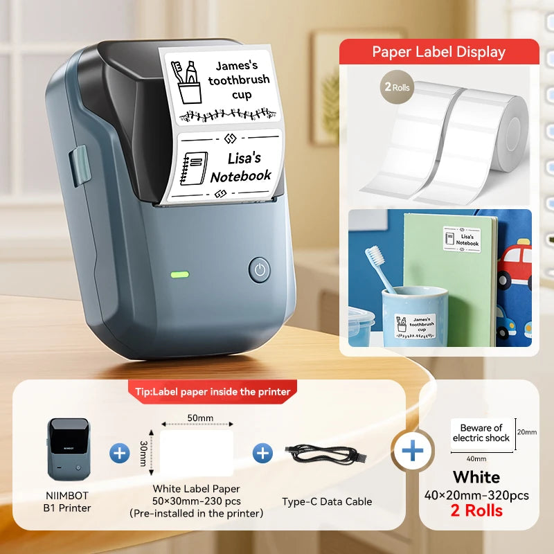 Niimbot B1/B1 PRO Thermal Label Printer Wireless Self-adhesive Bluetooth Inkless Label Maker for Business Price-Tag Sticker