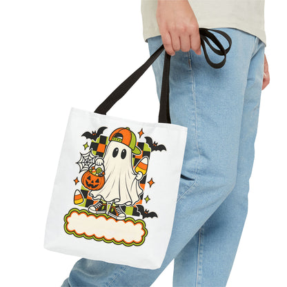Halloween Ghost Candy Tote Bag — Cute Trick-or-Treat Pumpkin & Candy Corn Design