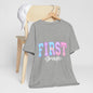 First Baby Milestone Tee — Pastel Floral "FIRST" Newborn Photo Shirt