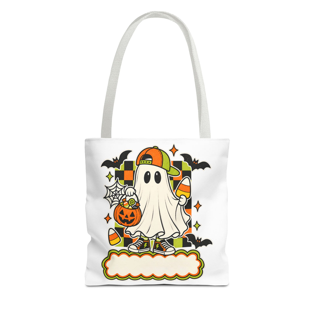 Halloween Ghost Candy Tote Bag — Cute Trick-or-Treat Pumpkin & Candy Corn Design