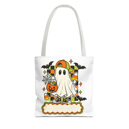 Halloween Ghost Candy Tote Bag — Cute Trick-or-Treat Pumpkin & Candy Corn Design