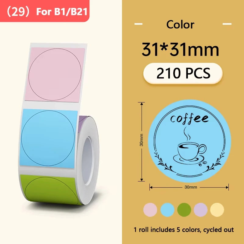 Niimbot Labels Sticker White/Color/Transparent Thermal Adhesive Paper Roll Printer Paper For Niimbot B1 B21 Portable Printer