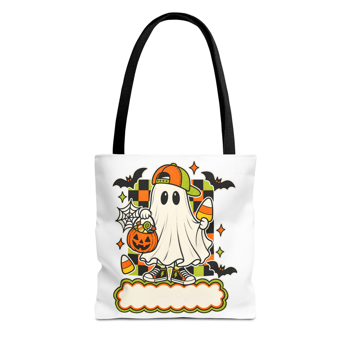 Halloween Ghost Candy Tote Bag — Cute Trick-or-Treat Pumpkin & Candy Corn Design