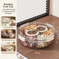 Divided Rotating Serving Tray with Lid and Handle, Portable Snackle Box for Fruits Snacks Veggie Charcuterie, Clear Snack Spinne