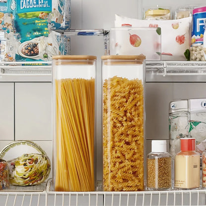 2/4-Pack 1450ml Square Glass Jars, Glass Storage Containers with Lids,