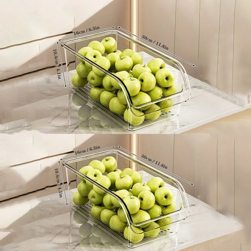 Clear Fridge Organizer, Refrigerator Organizer Bins with Handle,