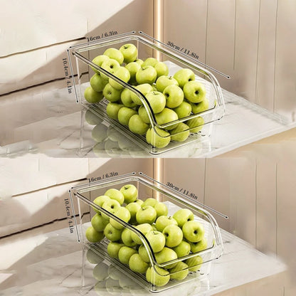 Clear Fridge Organizer, Refrigerator Organizer Bins with Handle,