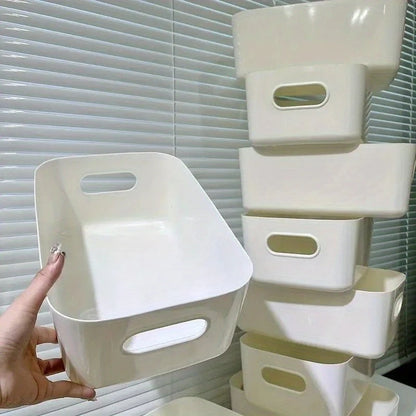 4pcs Stackable Plastic Storage Bins-Durable Rectangular Organizers for