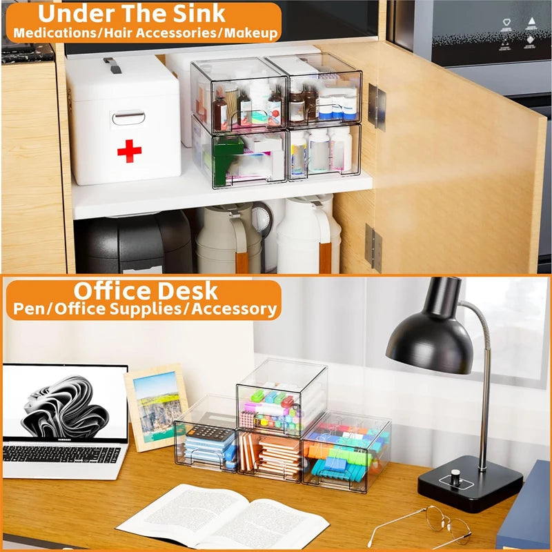 2-Piece/4-Piece/6-Piece/8-Piece Set of Transparent Stackable Storage