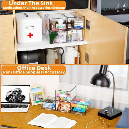 2-Piece/4-Piece/6-Piece/8-Piece Set of Transparent Stackable Storage