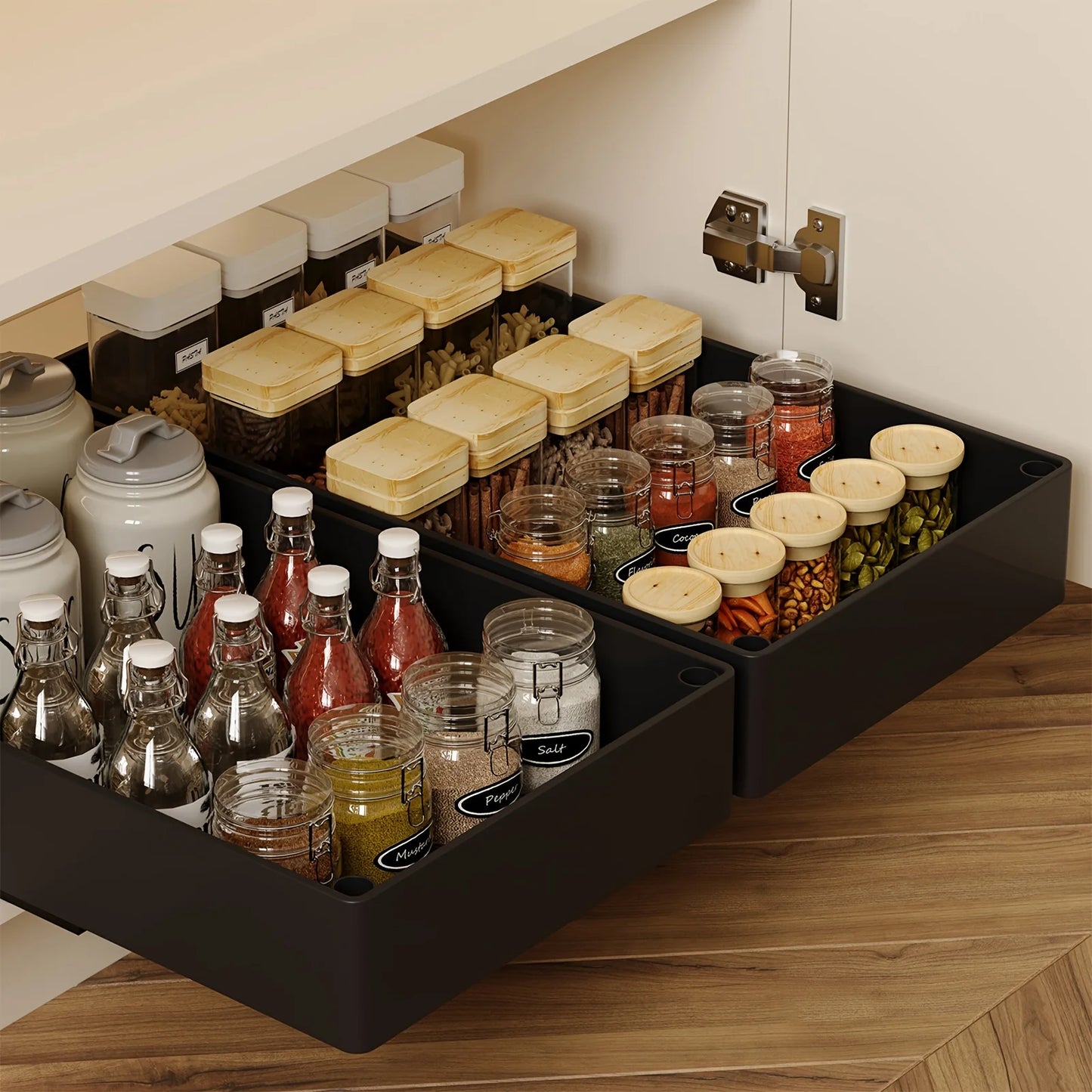 Cabinet Pull Out Organizer Slide Out Storage Rack with Slide Rail for