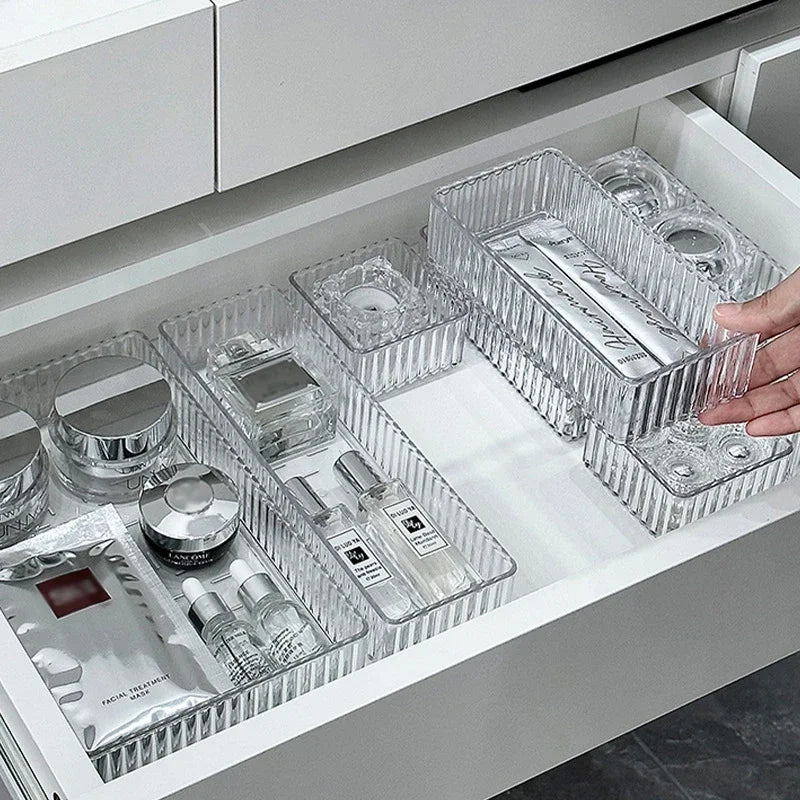 Clear Drawer Organizer Stackable 4 Size Clear Makeup Drawer Organizer