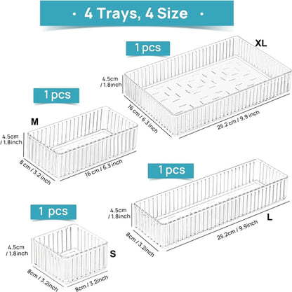 Clear Drawer Organizer Stackable 4 Size Clear Makeup Drawer Organizer