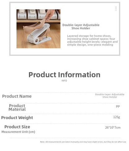 10Pcs Shoe Slots Organizer, Adjustable Shoe Support Rack, Double Layer