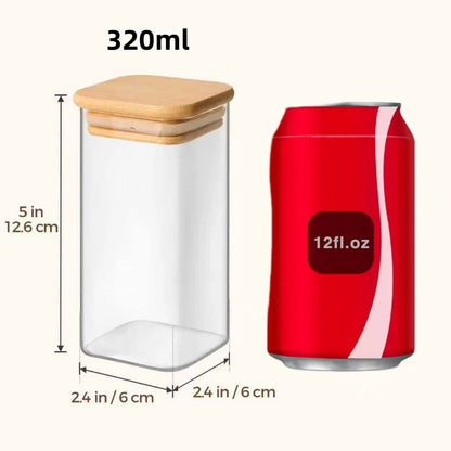 1/4/6/8/12Pcs - Square Food Storage Containers, Kitchen Spice Glass
