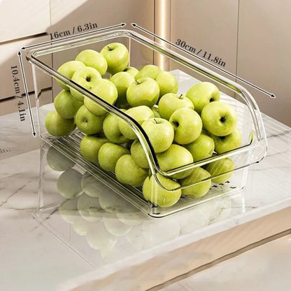 Clear Fridge Organizer, Refrigerator Organizer Bins with Handle,