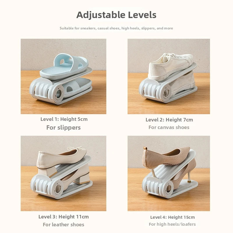 10Pcs Shoe Slots Organizer, Adjustable Shoe Support Rack, Double Layer