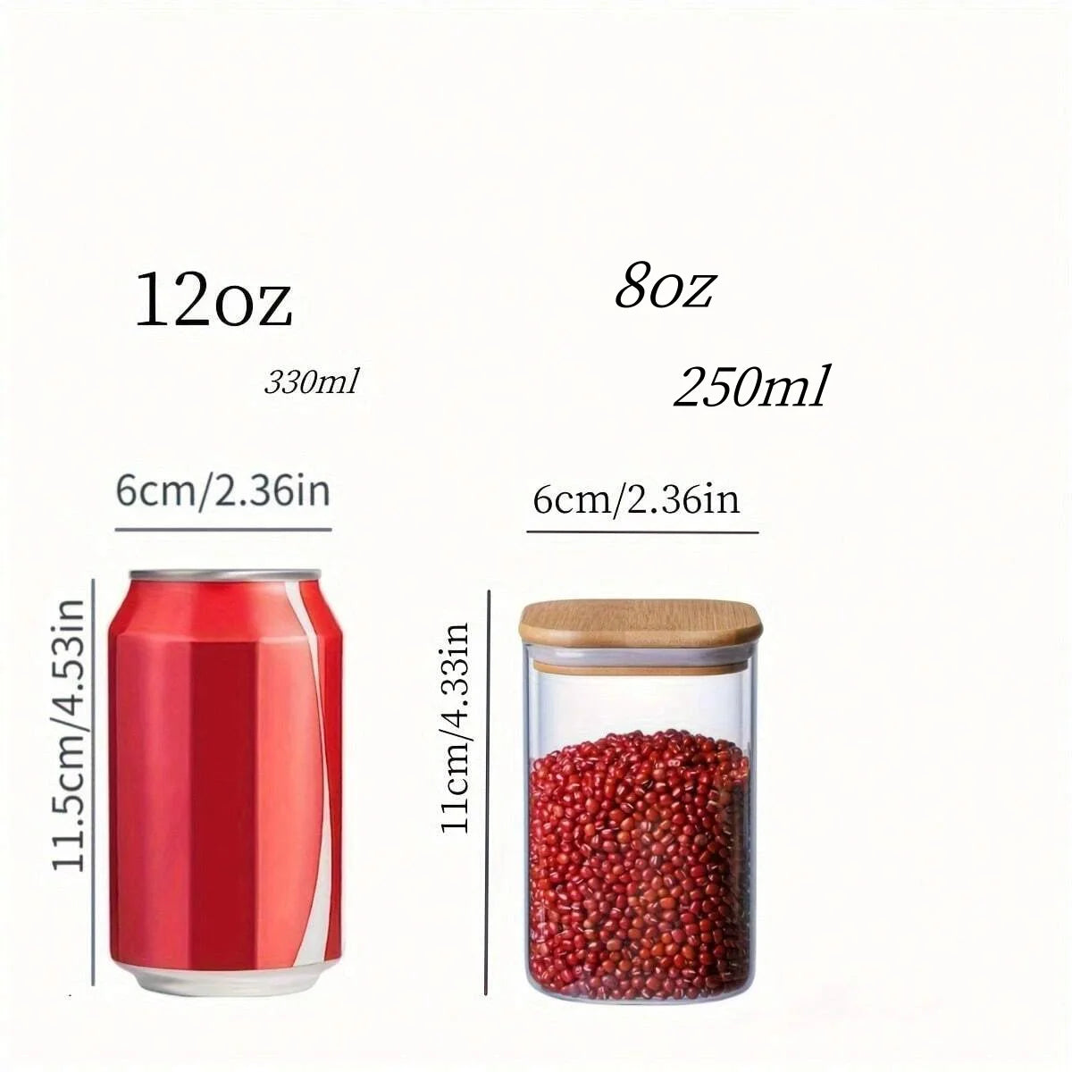1/4/6/8/12Pcs - Square Food Storage Containers, Kitchen Spice Glass