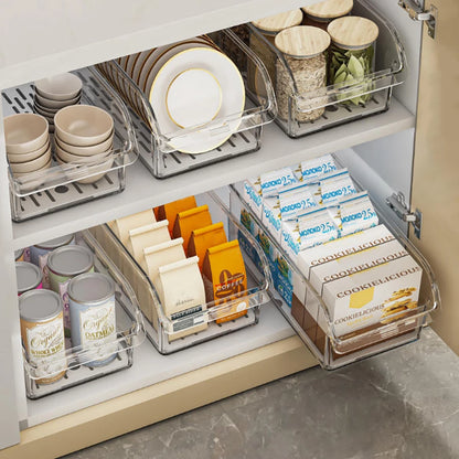 Clear Fridge Organizer, Refrigerator Organizer Bins with Handle,