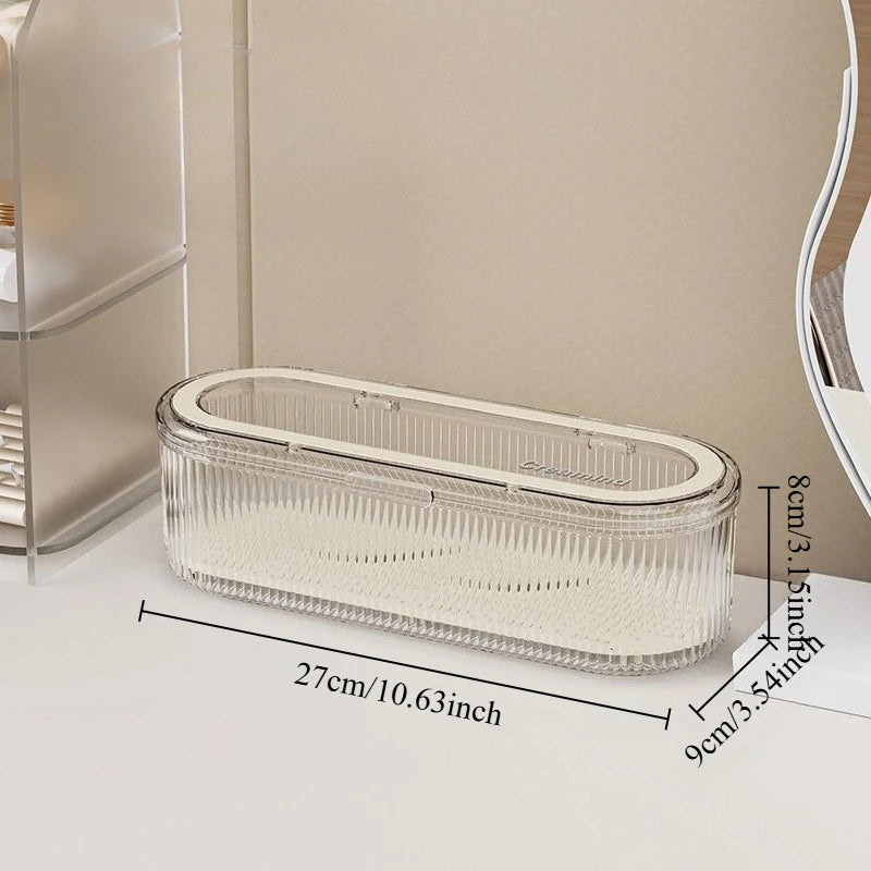 1pc Transparent Makeup Brush Organizer with Lid Cosmetic Brush Storage