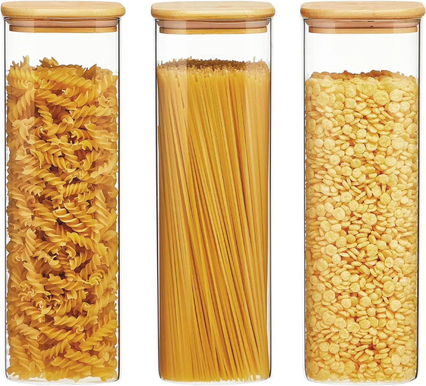 2/4-Pack 1450ml Square Glass Jars, Glass Storage Containers with Lids,