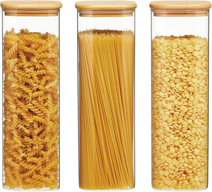2/4-Pack 1450ml Square Glass Jars, Glass Storage Containers with Lids,