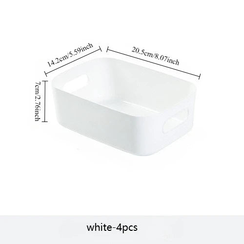 4pcs Stackable Plastic Storage Bins-Durable Rectangular Organizers for