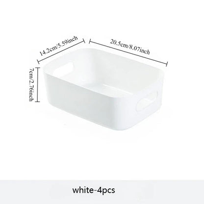 4pcs Stackable Plastic Storage Bins-Durable Rectangular Organizers for