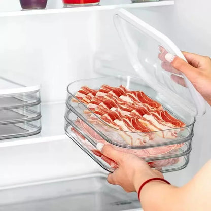Stackable Meat Container for Fridge Clear Lid Deli Cold Cuts Storage