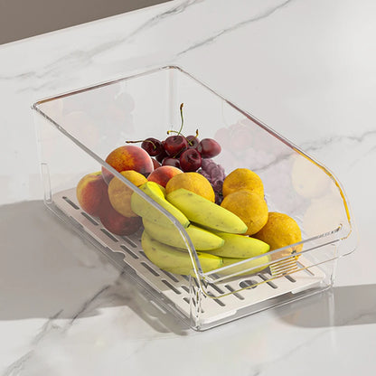 Clear Fridge Organizer, Refrigerator Organizer Bins with Handle,