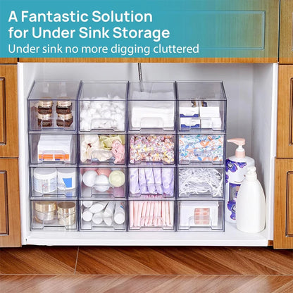 2-Piece/4-Piece/6-Piece/8-Piece Set of Transparent Stackable Storage