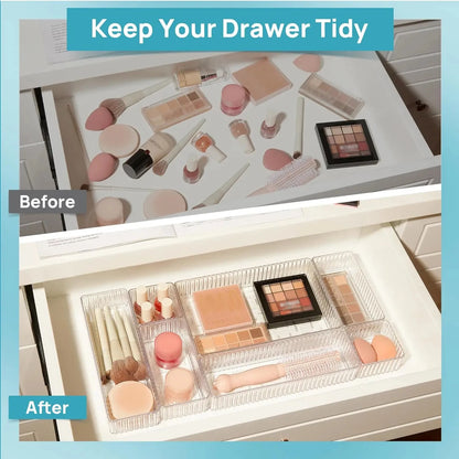 Clear Drawer Organizer Stackable 4 Size Clear Makeup Drawer Organizer
