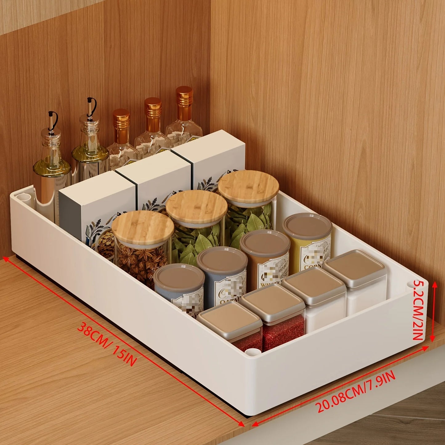Cabinet Pull Out Organizer Slide Out Storage Rack with Slide Rail for