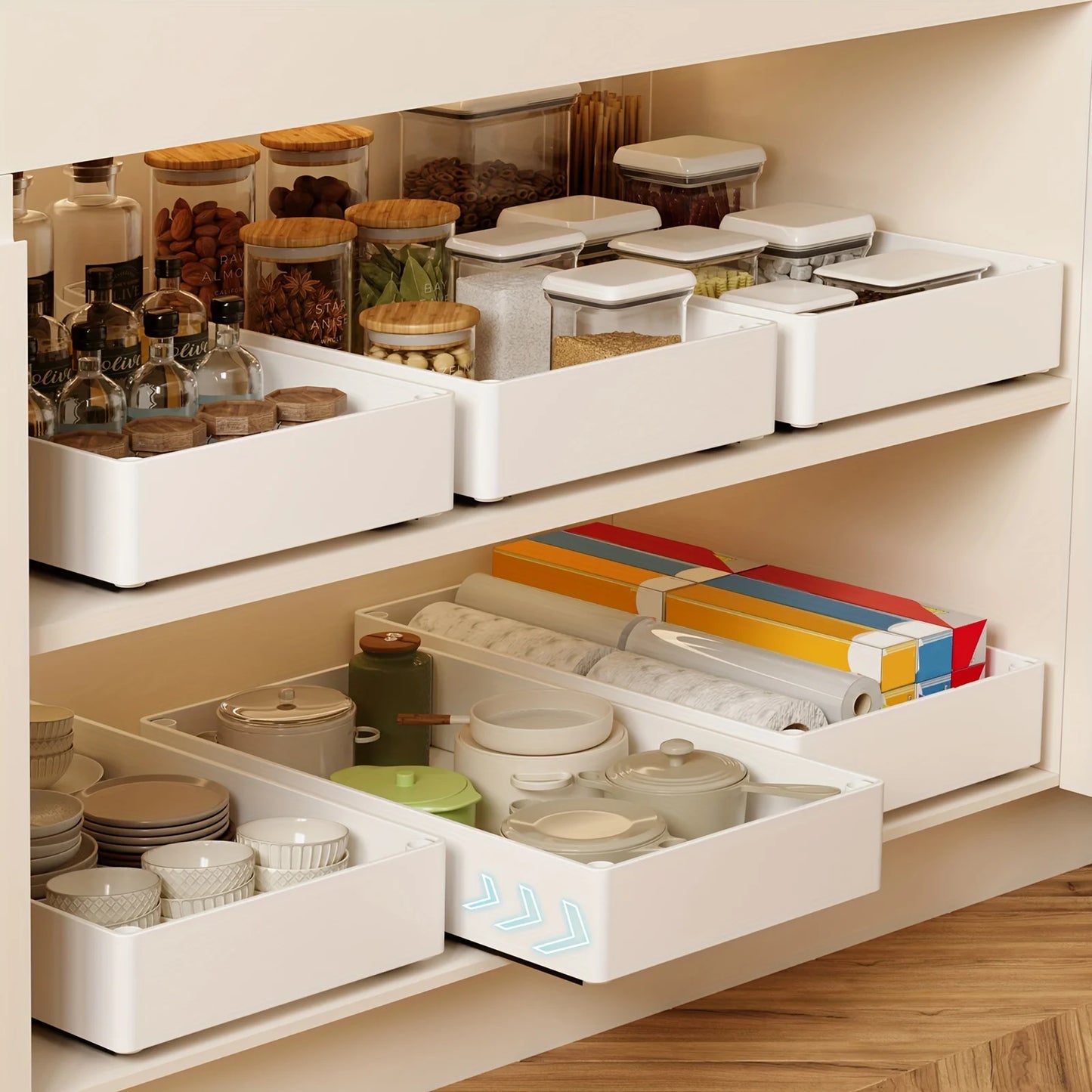 Cabinet Pull Out Organizer Slide Out Storage Rack with Slide Rail for