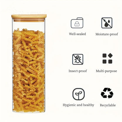 2/4-Pack 1450ml Square Glass Jars, Glass Storage Containers with Lids,