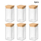 1/4/6/8/12Pcs - Square Food Storage Containers, Kitchen Spice Glass
