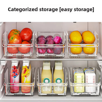 Clear Fridge Organizer, Refrigerator Organizer Bins with Handle,