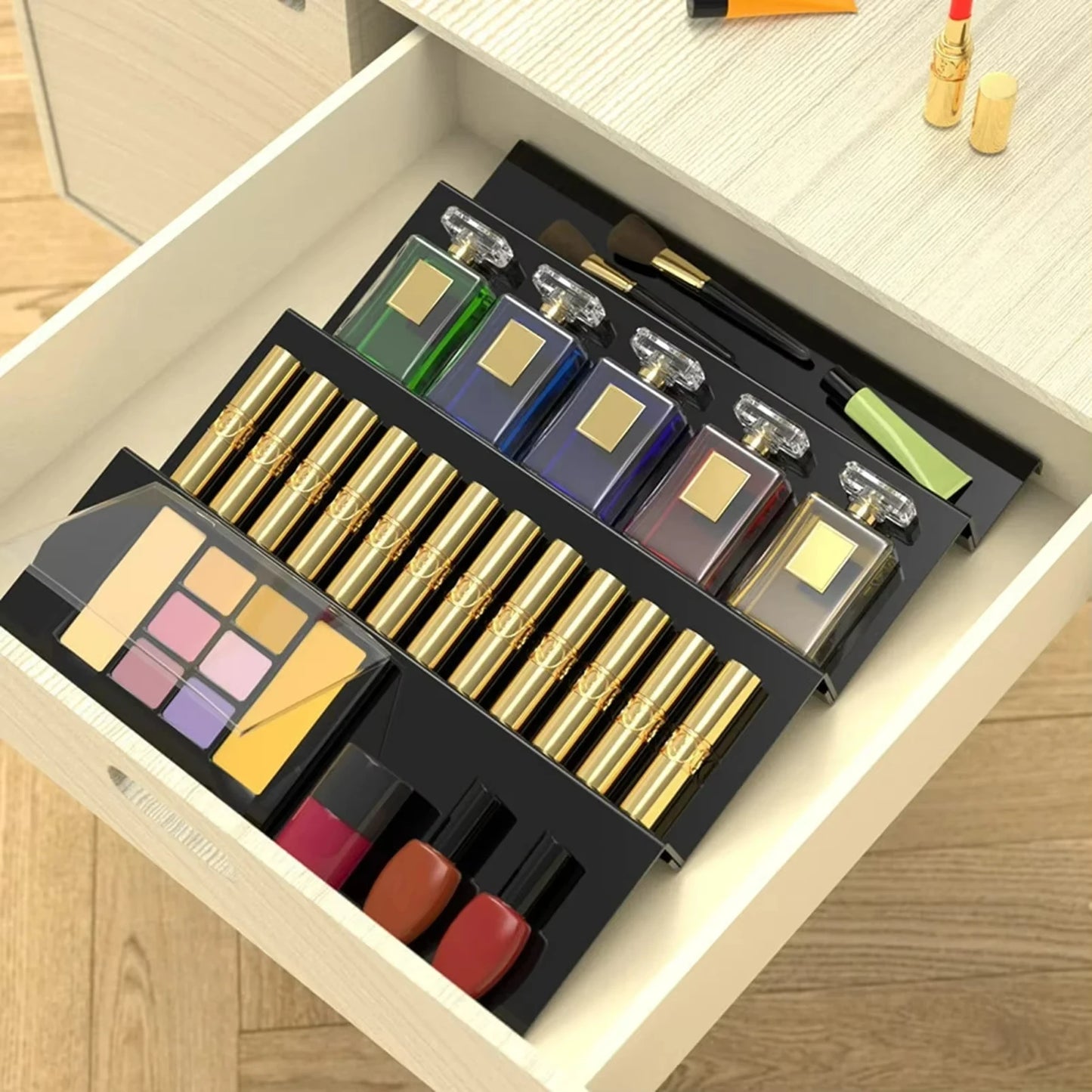 4-Tier Drawer Spice Organizer Expandable Acrylic Spice Rack Tray