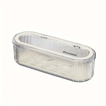 1pc Transparent Makeup Brush Organizer with Lid Cosmetic Brush Storage