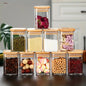 1/4/6/8/12Pcs - Square Food Storage Containers, Kitchen Spice Glass